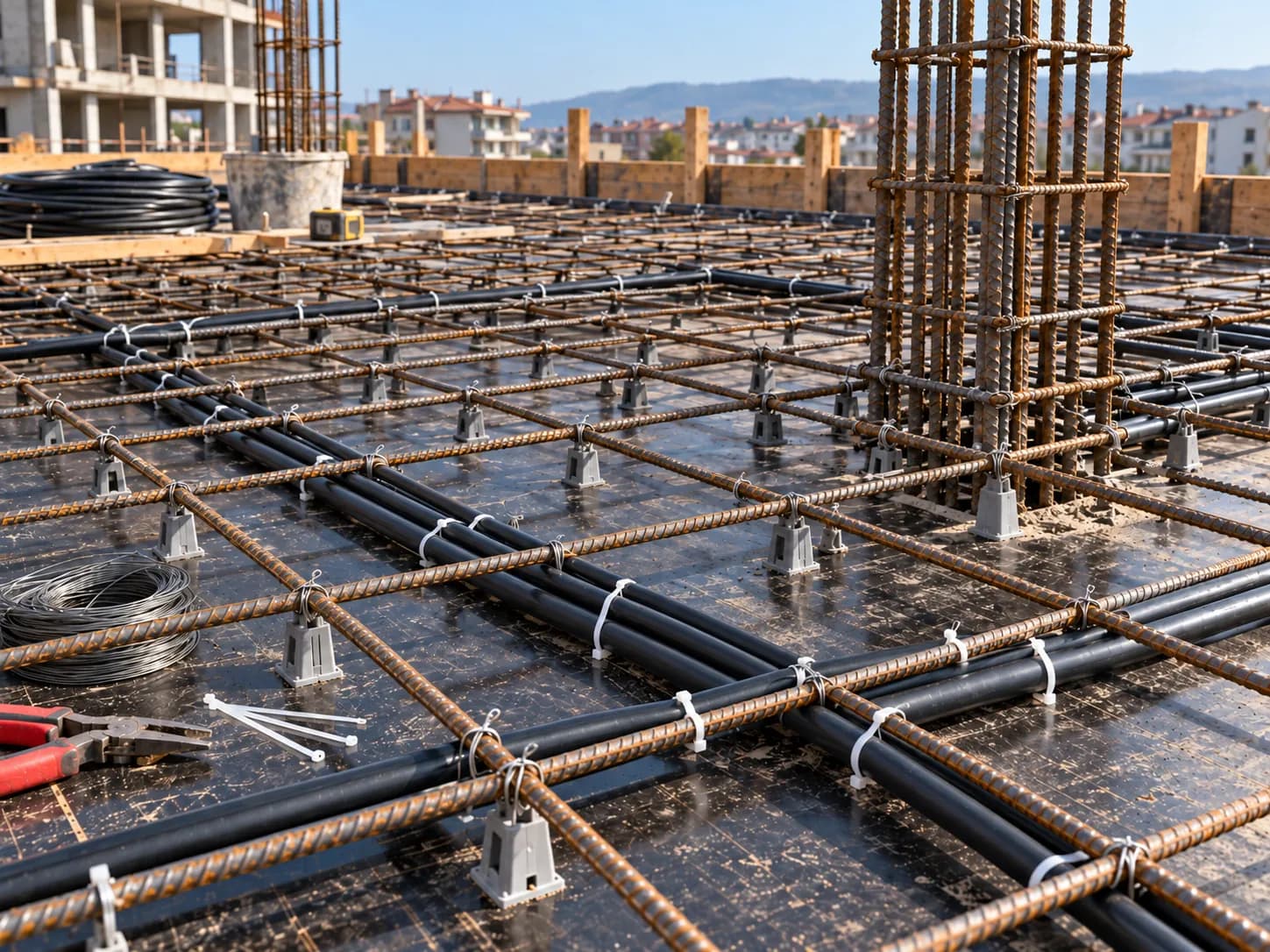 Beton altı elektrik borulama uygulaması